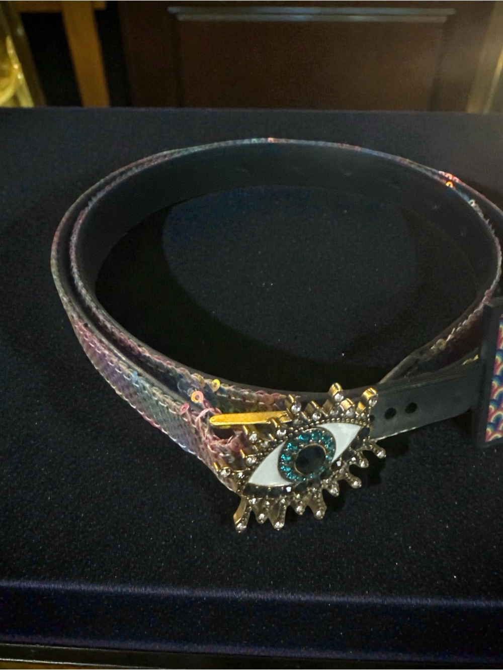 Kurt Geiger London Sequin Evil Eye Belt in Rainbow